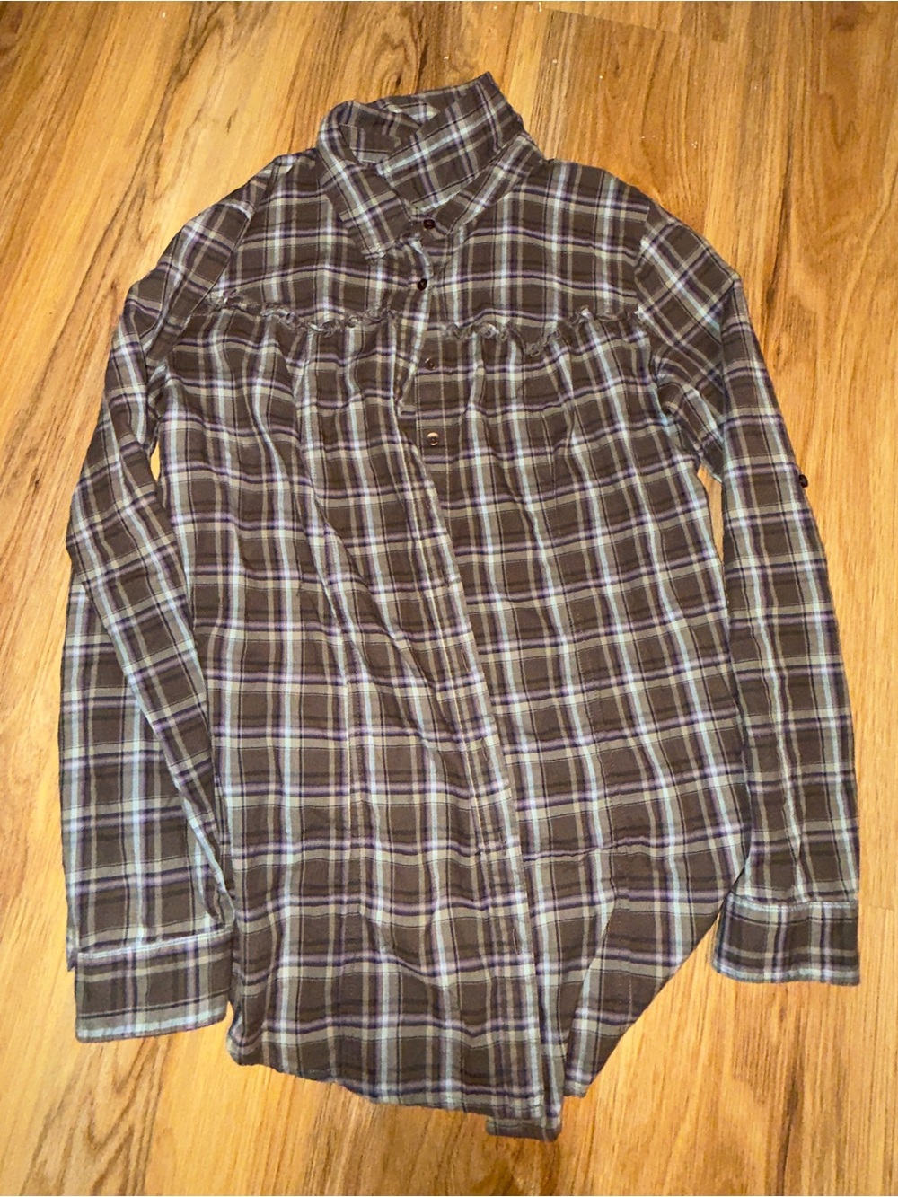 Men's Brown Plaid Button-Up Shirt